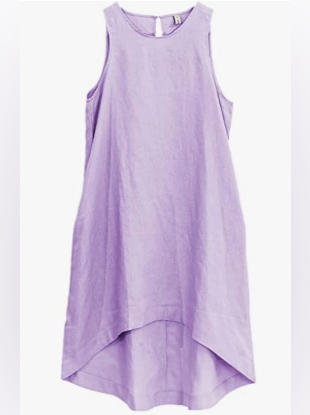 Lavender Sleeveless High-Low Linen Dress